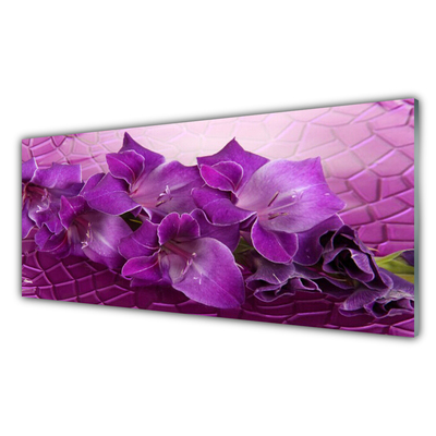 Glass Wall Art Flowers floral pink