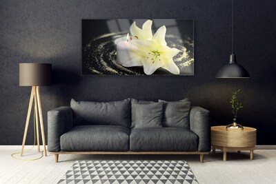 Glass Wall Art Flower floral white yellow