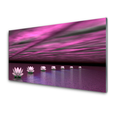 Glass Wall Art Flowers floral pink