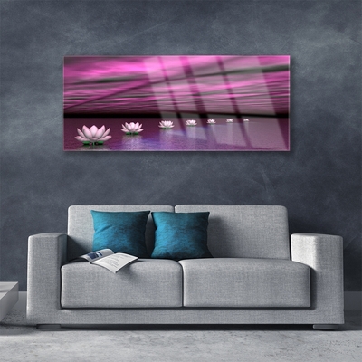 Glass Wall Art Flowers floral pink