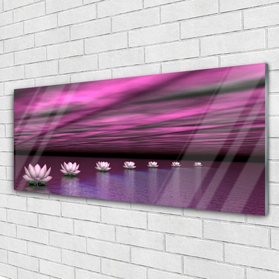 Glass Wall Art Flowers floral pink