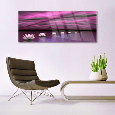 Glass Wall Art Flowers floral pink