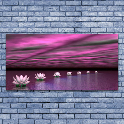 Glass Wall Art Flowers floral pink