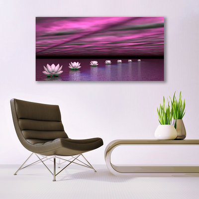 Glass Wall Art Flowers floral pink