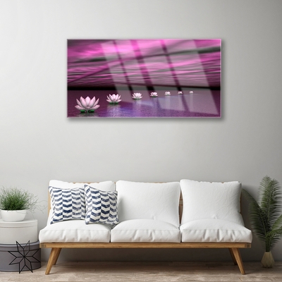 Glass Wall Art Flowers floral pink