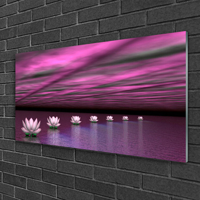 Glass Wall Art Flowers floral pink