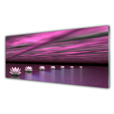 Glass Wall Art Flowers floral pink