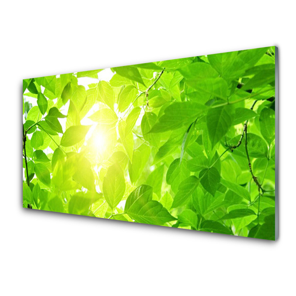 Glass Wall Art Leaves floral green