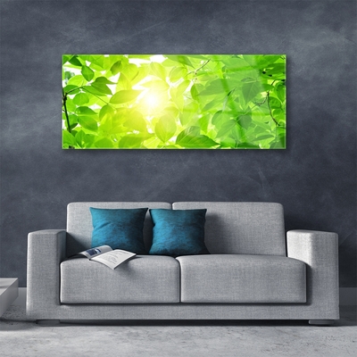 Glass Wall Art Leaves floral green