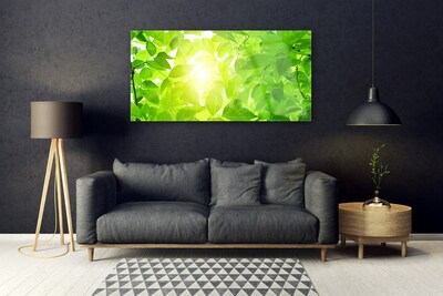 Glass Wall Art Leaves floral green