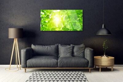 Glass Wall Art Leaves floral green