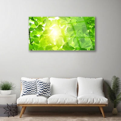 Glass Wall Art Leaves floral green