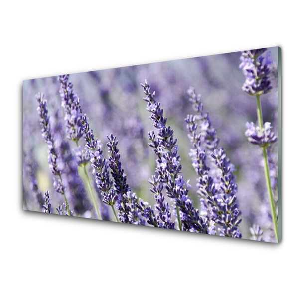 Glass Wall Art Flowers floral purple