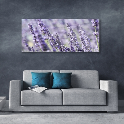 Glass Wall Art Flowers floral purple