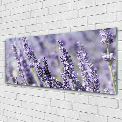 Glass Wall Art Flowers floral purple