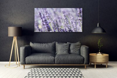 Glass Wall Art Flowers floral purple