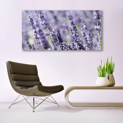 Glass Wall Art Flowers floral purple