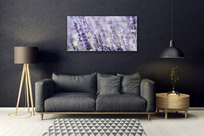 Glass Wall Art Flowers floral purple