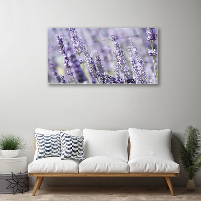 Glass Wall Art Flowers floral purple