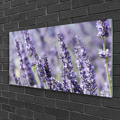 Glass Wall Art Flowers floral purple