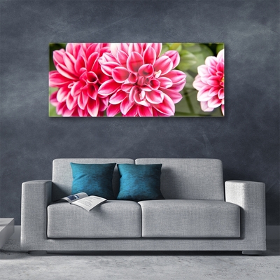 Glass Wall Art Flowers floral red white