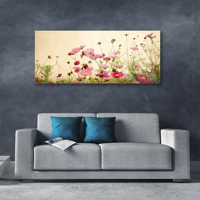 Glass Wall Art Flowers floral pink red