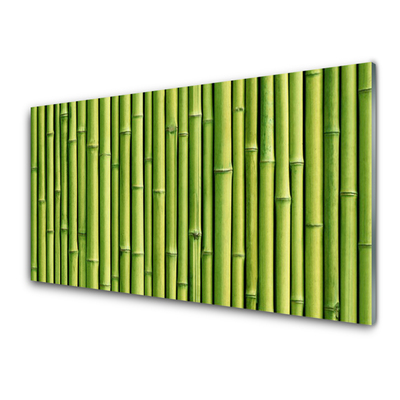 Glass Wall Art Bamboo canes floral green