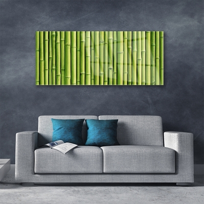 Glass Wall Art Bamboo canes floral green