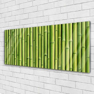 Glass Wall Art Bamboo canes floral green