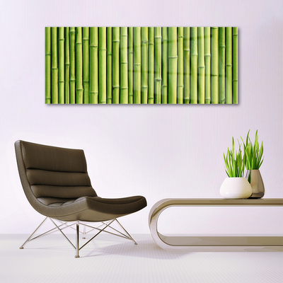 Glass Wall Art Bamboo canes floral green