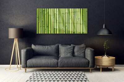 Glass Wall Art Bamboo canes floral green