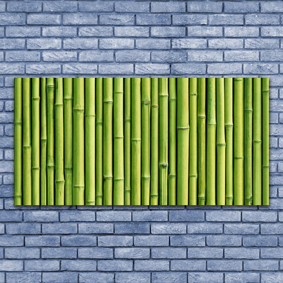 Glass Wall Art Bamboo canes floral green