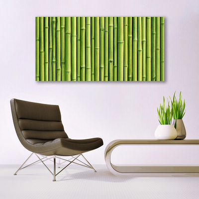 Glass Wall Art Bamboo canes floral green