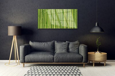 Glass Wall Art Bamboo canes floral green