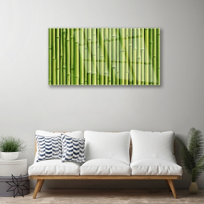 Glass Wall Art Bamboo canes floral green