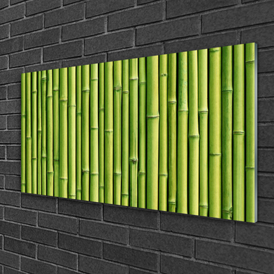 Glass Wall Art Bamboo canes floral green