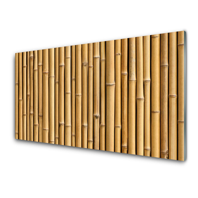 Glass Wall Art Bamboo canes floral yellow