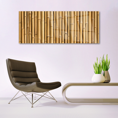 Glass Wall Art Bamboo canes floral yellow