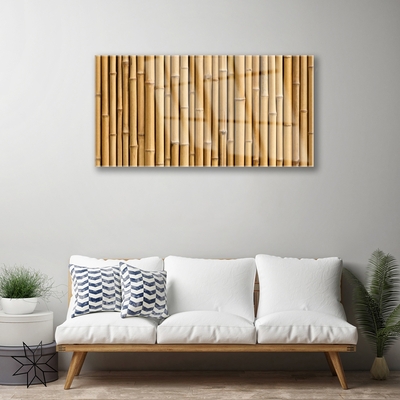 Glass Wall Art Bamboo canes floral yellow