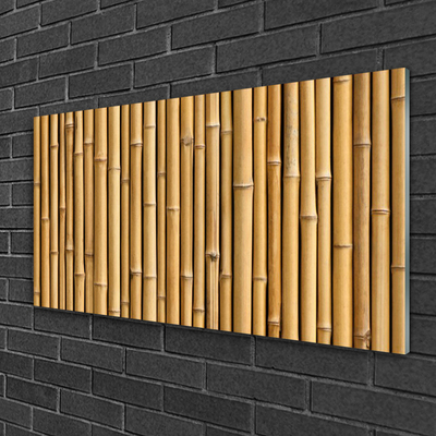 Glass Wall Art Bamboo canes floral yellow