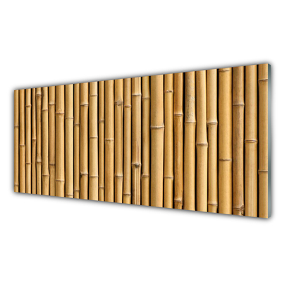 Glass Wall Art Bamboo canes floral yellow