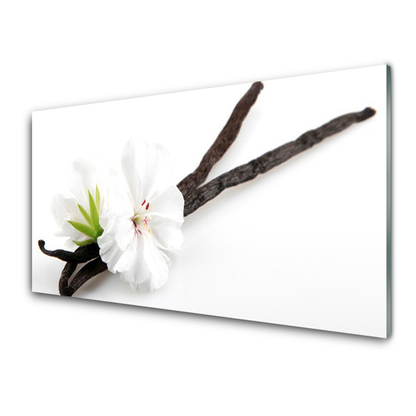 Glass Wall Art Flower floral white