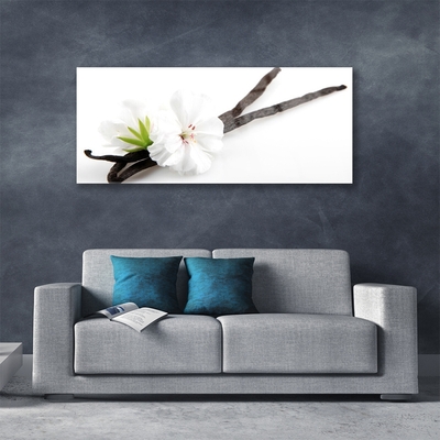 Glass Wall Art Flower floral white