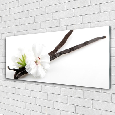 Glass Wall Art Flower floral white