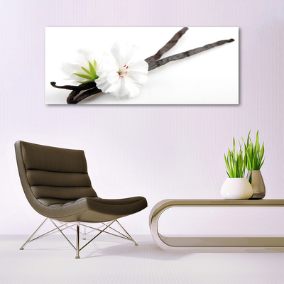 Glass Wall Art Flower floral white