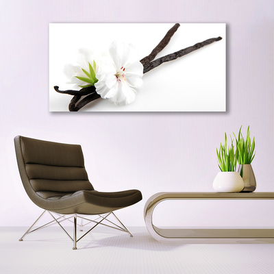 Glass Wall Art Flower floral white