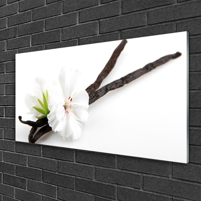 Glass Wall Art Flower floral white