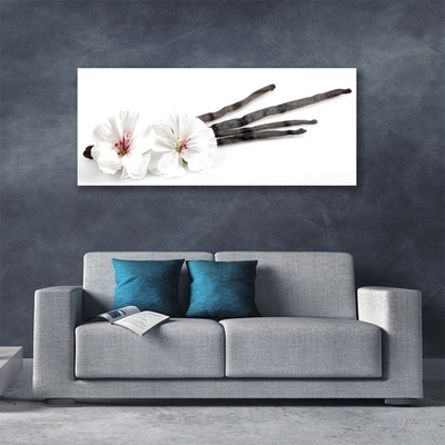 Glass Wall Art Flower floral white