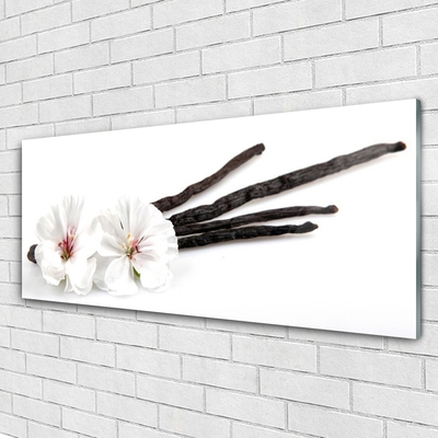 Glass Wall Art Flower floral white