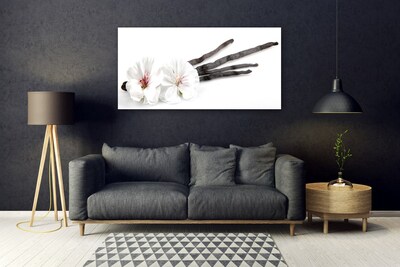 Glass Wall Art Flower floral white